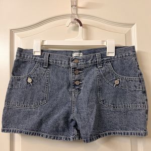 Vintage 90s No Boundaries Low Rise Jean Shorts Juniors 11 Button Fly Retro